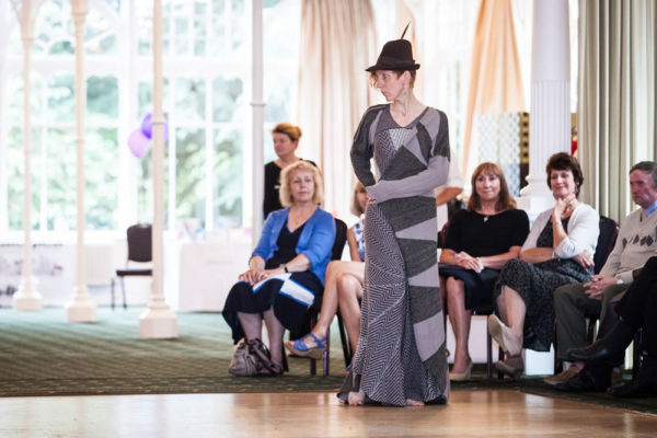 Harrogate Fashion show 2014 in knitted long dress and cardigan