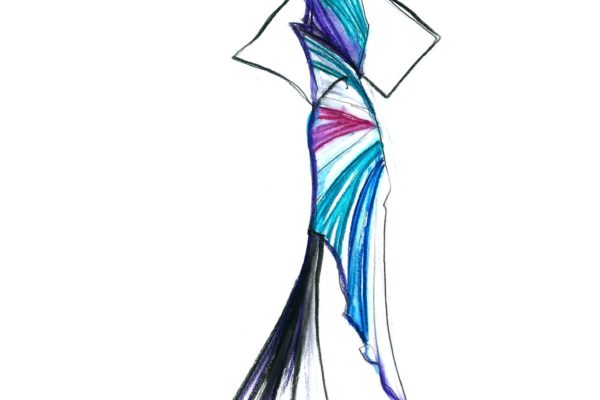 Wavy sleeveless dress illustrated by Anita Ronga